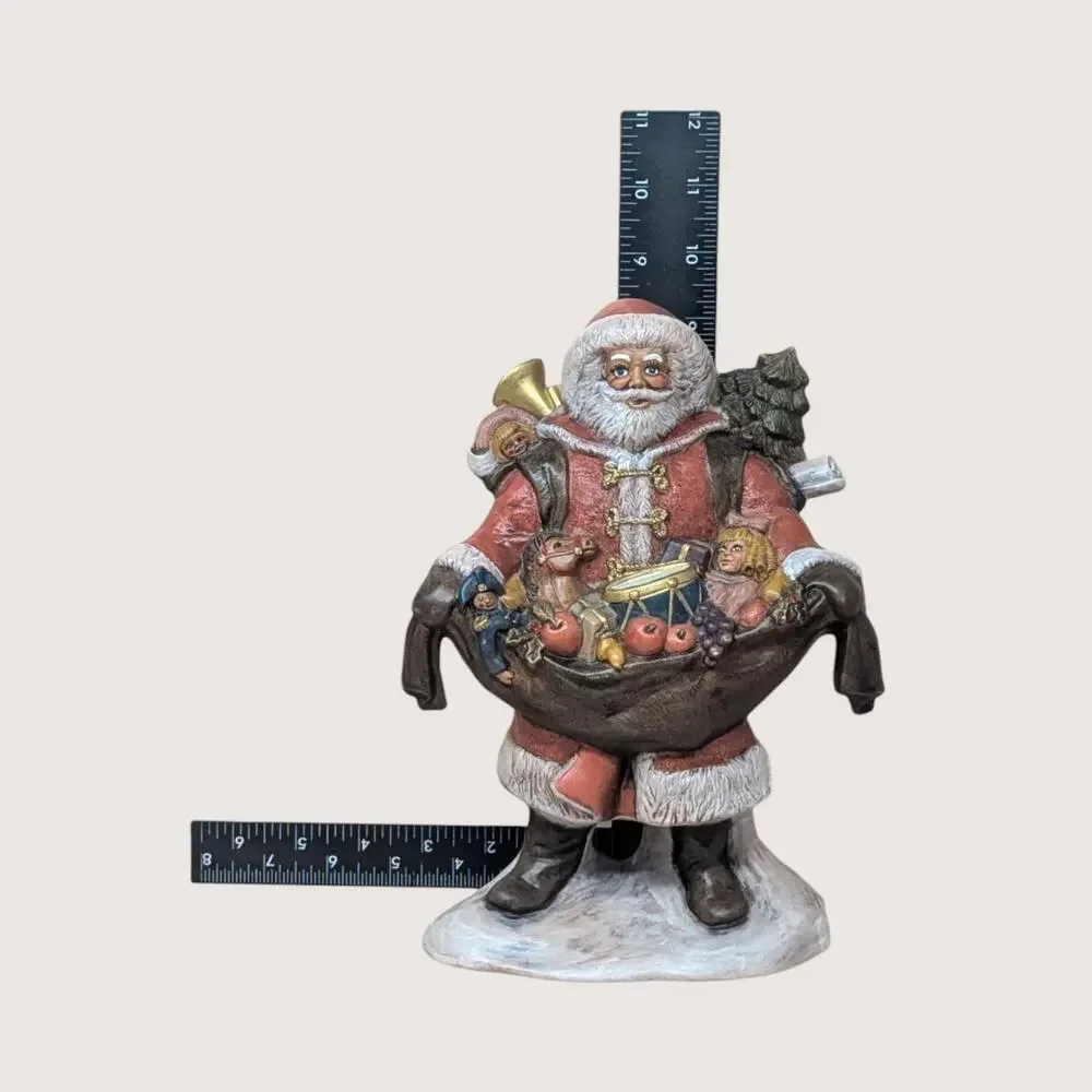 Vintage Handpainted Ceramic Santa Toy Bag Figurine